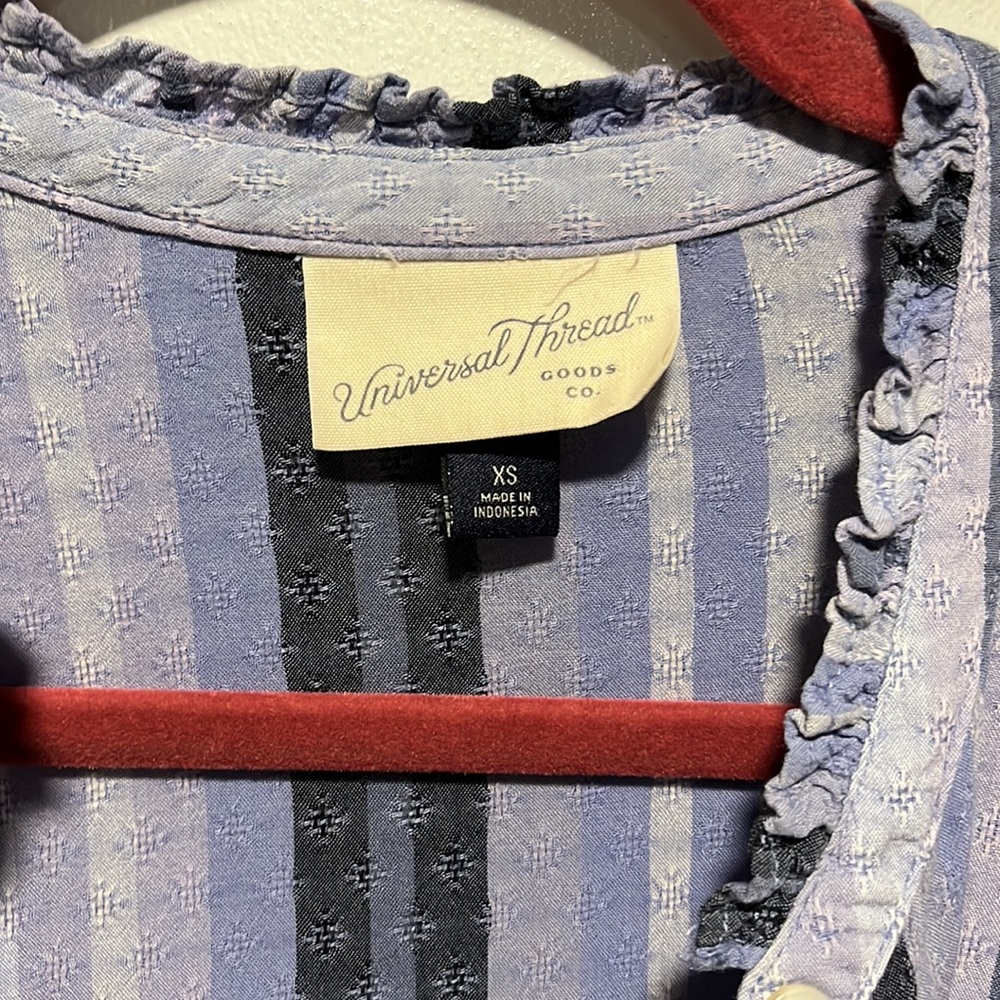 Universal Thread XS S M Blue Lavender Striped button up long sleeve Midi dress - Picture 4 of 16